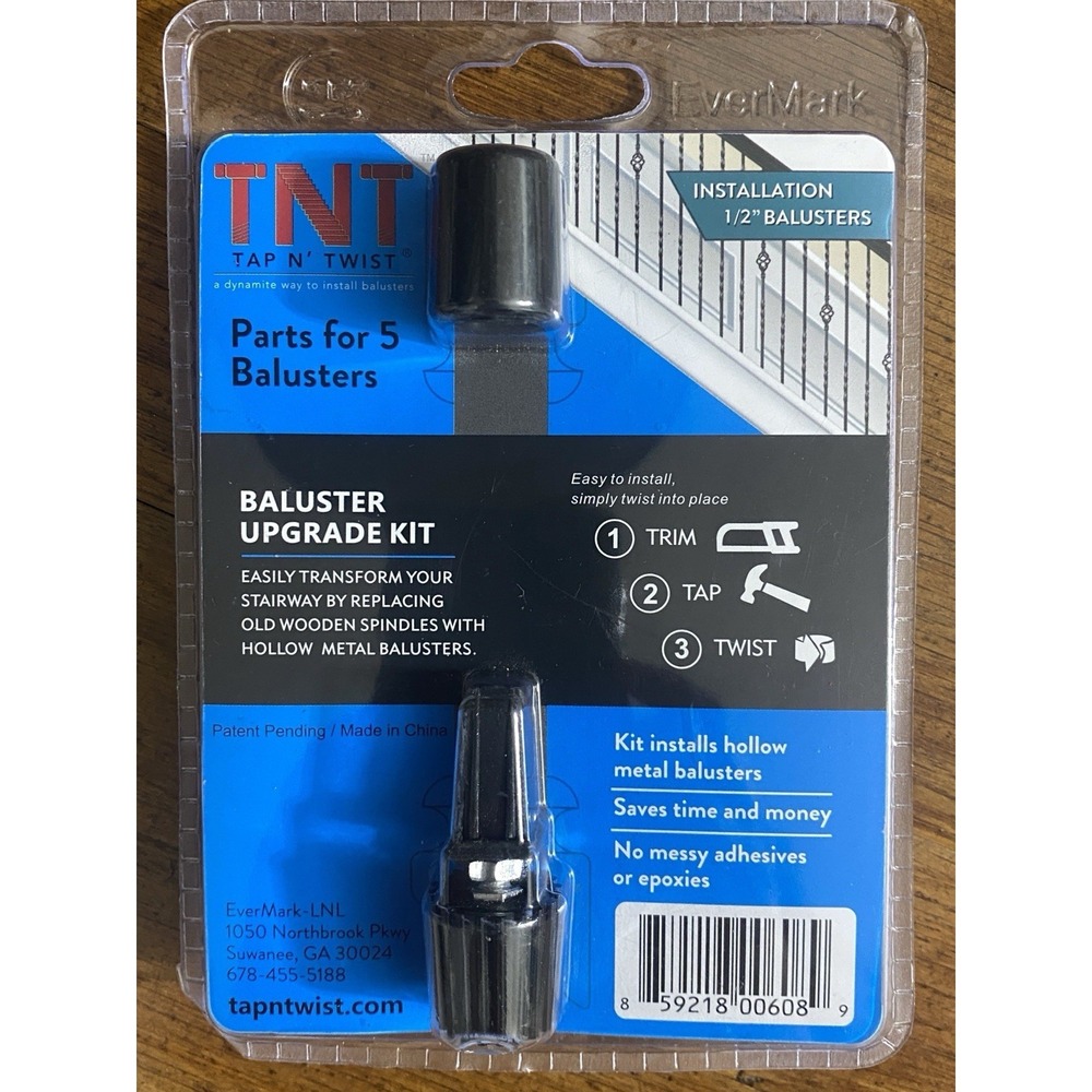 TNT Tap N Twist Baluster Upgrade Kit for 1/2" Metal Balusters Brand NEW/Sealed